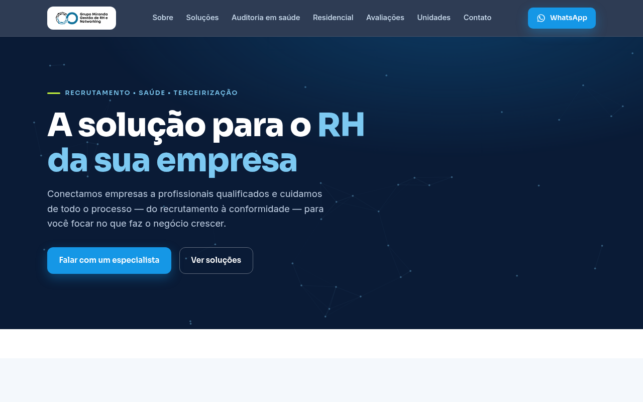 Print do site do Grupo Miranda
