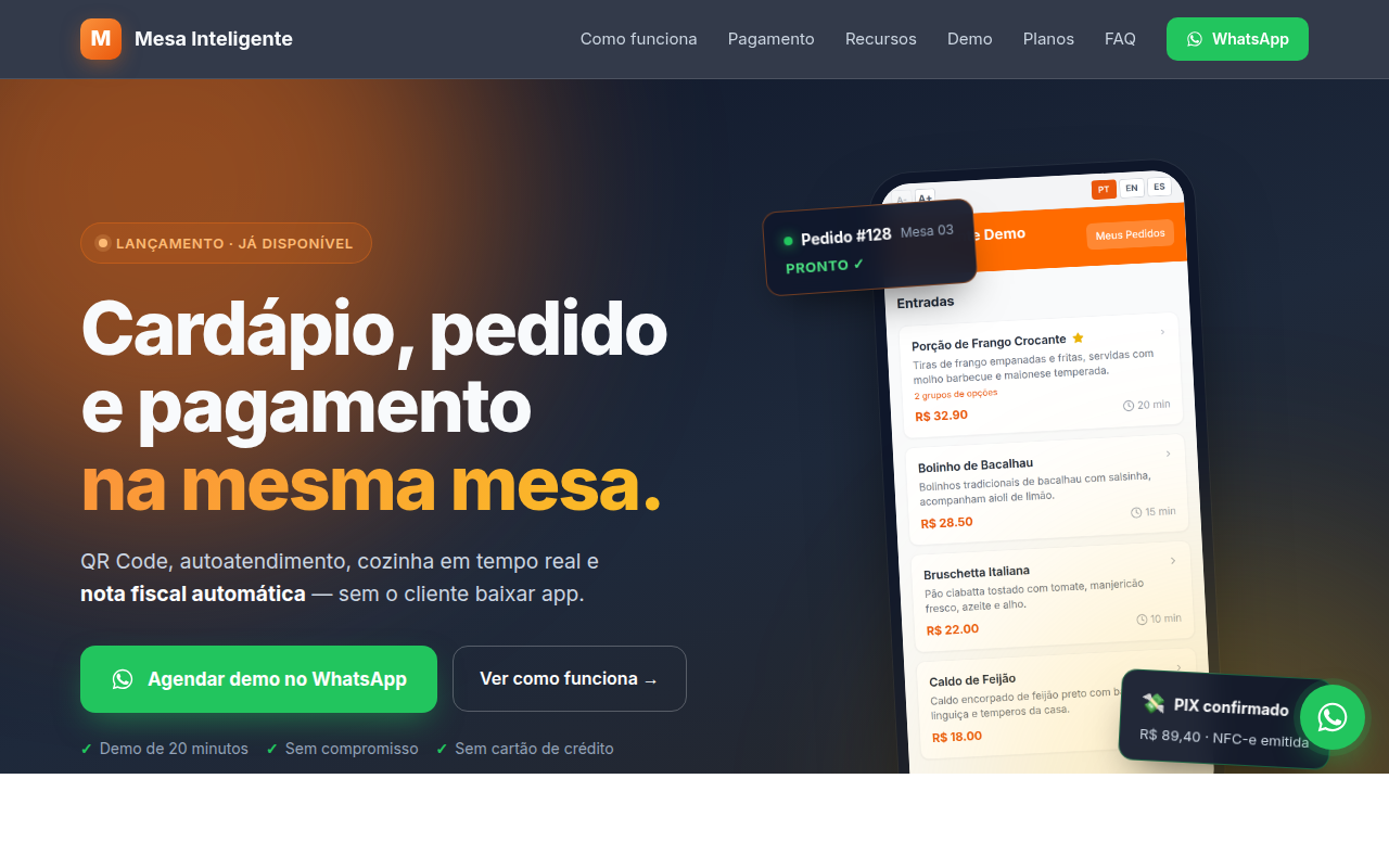 Print da plataforma Mesa Inteligente